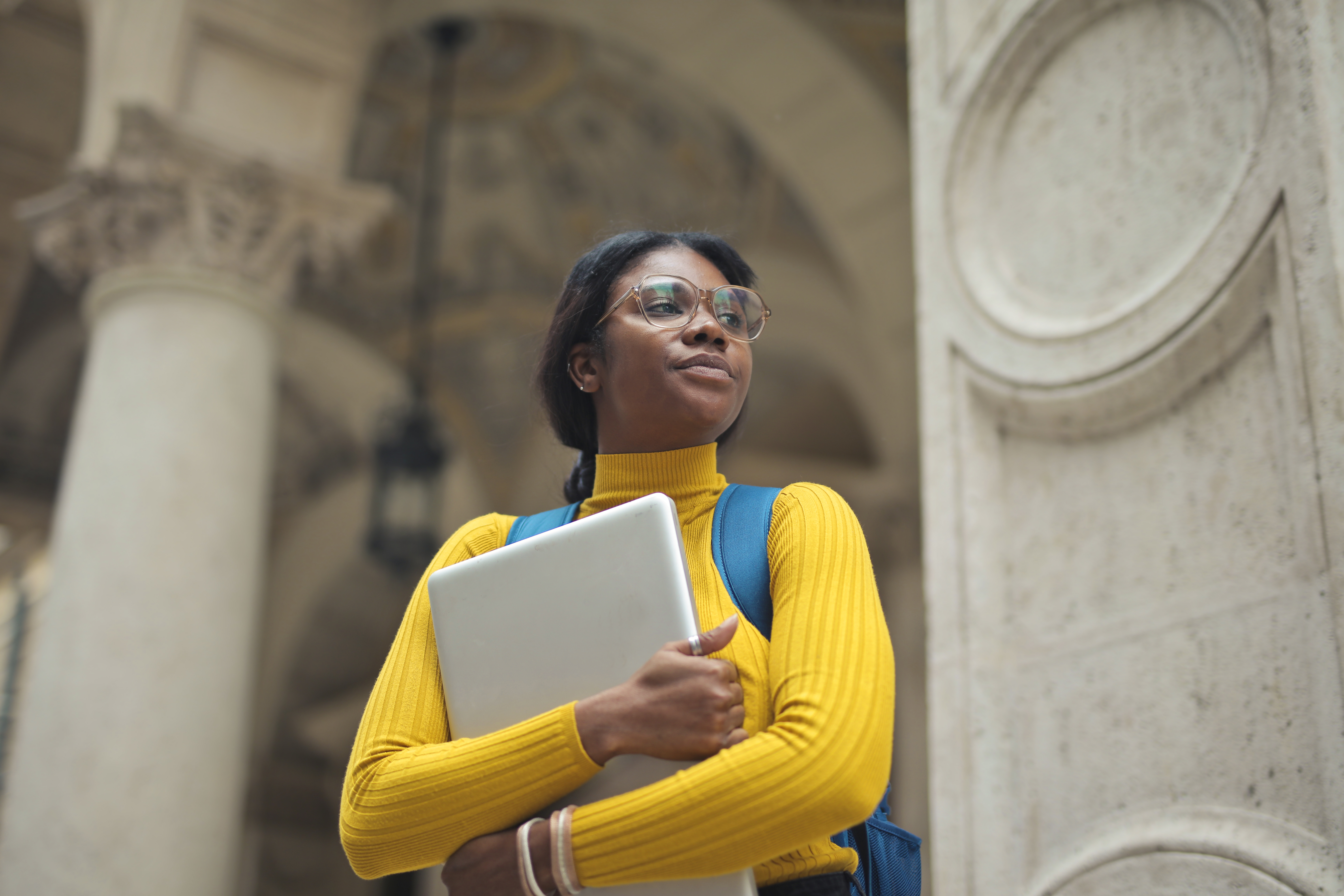 Student with laptop
